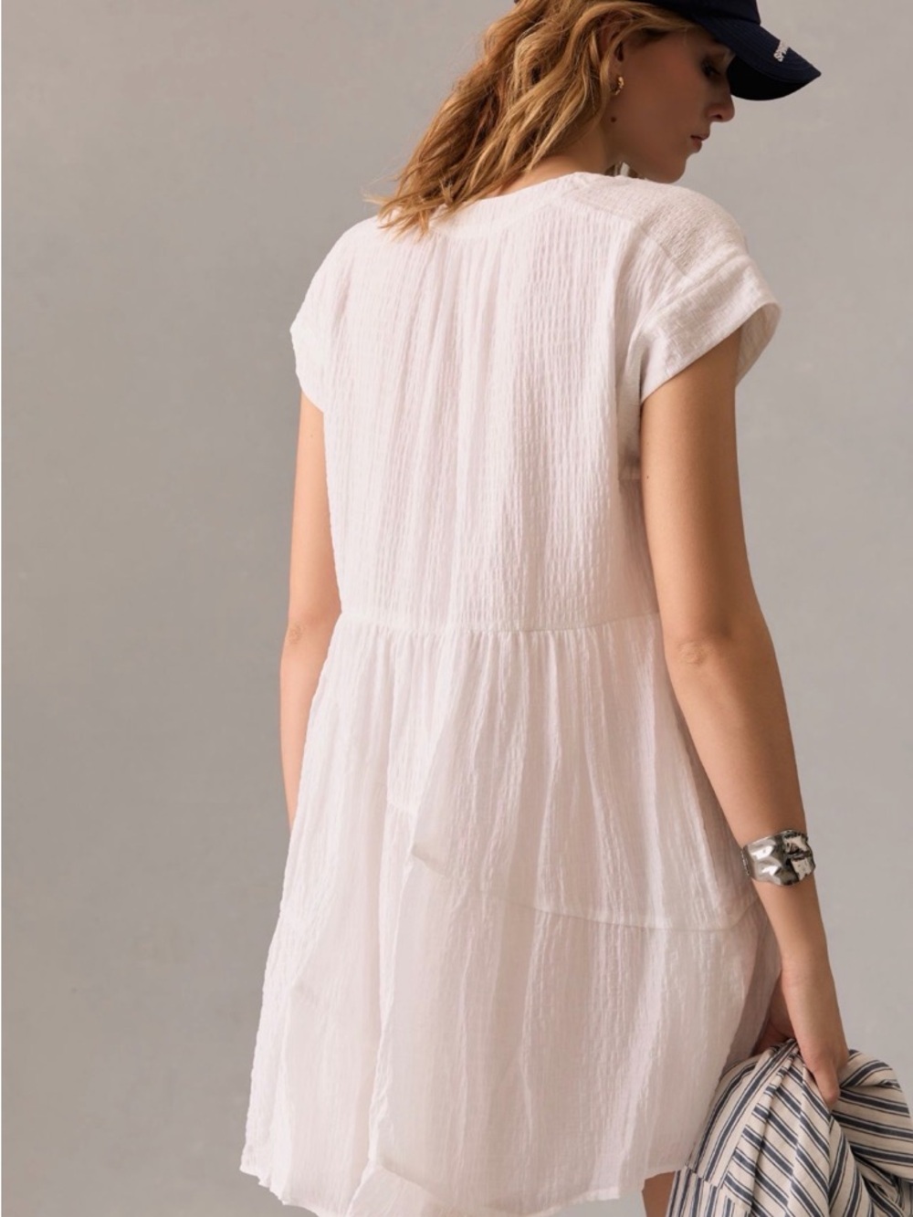 Anthropologie Maeve Tiered Tunic White Gauze Dress Size Large - Picture 2 of 13